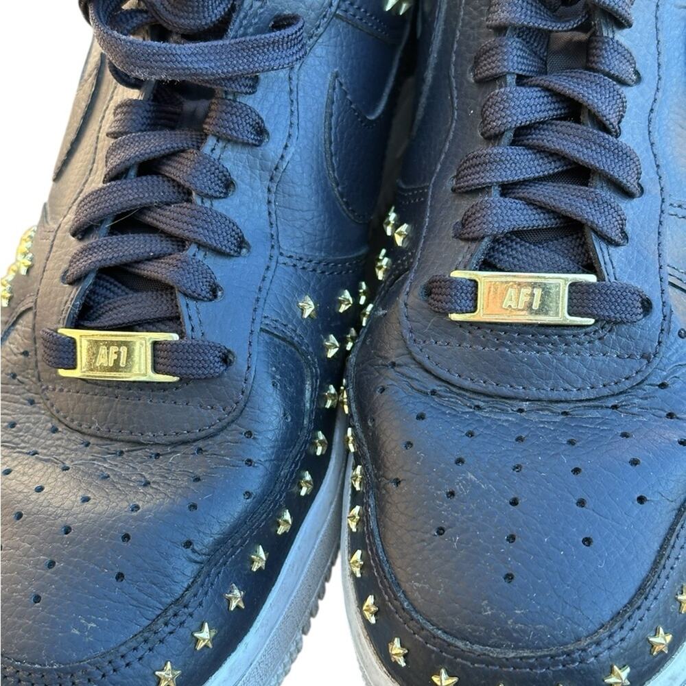 Nike Air Force 1 Black and Gold Stars Studded Sneakers GUC Size 9 - Picture 7 of 16